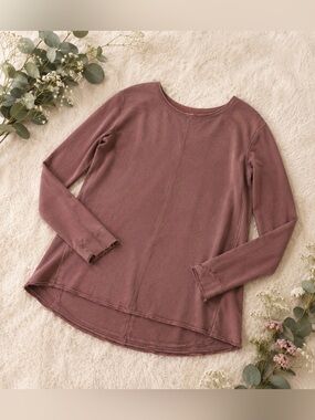 Ciel USA Rose Raw Hem Sweatshirt | Boho Chic Slouchy Pullover